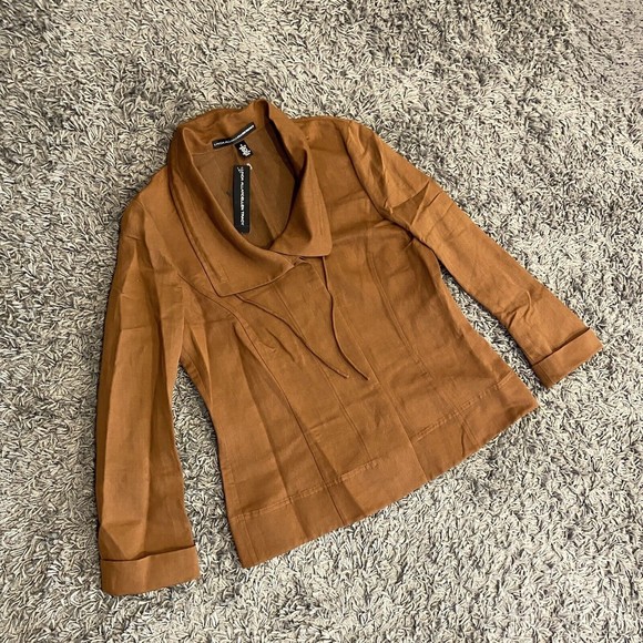 LINDA ALLARD Ellen Tracy NWT Linen Blend Hidden Buttons Blazer Size 4 $378.00
